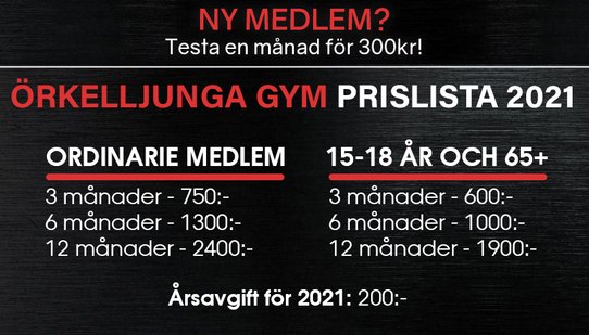 Örkelljunga Gym Prislista 2021
